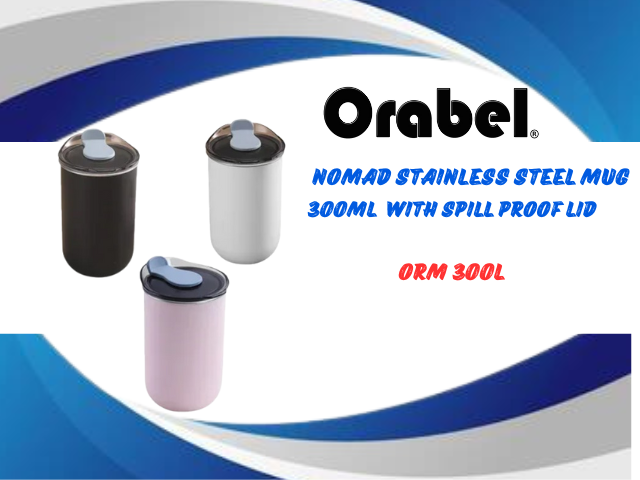 Orabel Nomad Stainless Steel Mug with spill proof lid ORM-300L