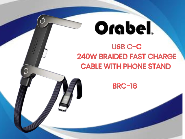 Orabel braided usb c-c cable with stand BRC-16