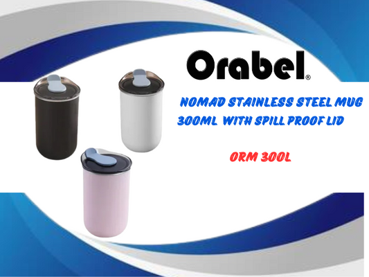 Orabel Nomad Stainless Steel Mug with spill proof lid  ORM-300L